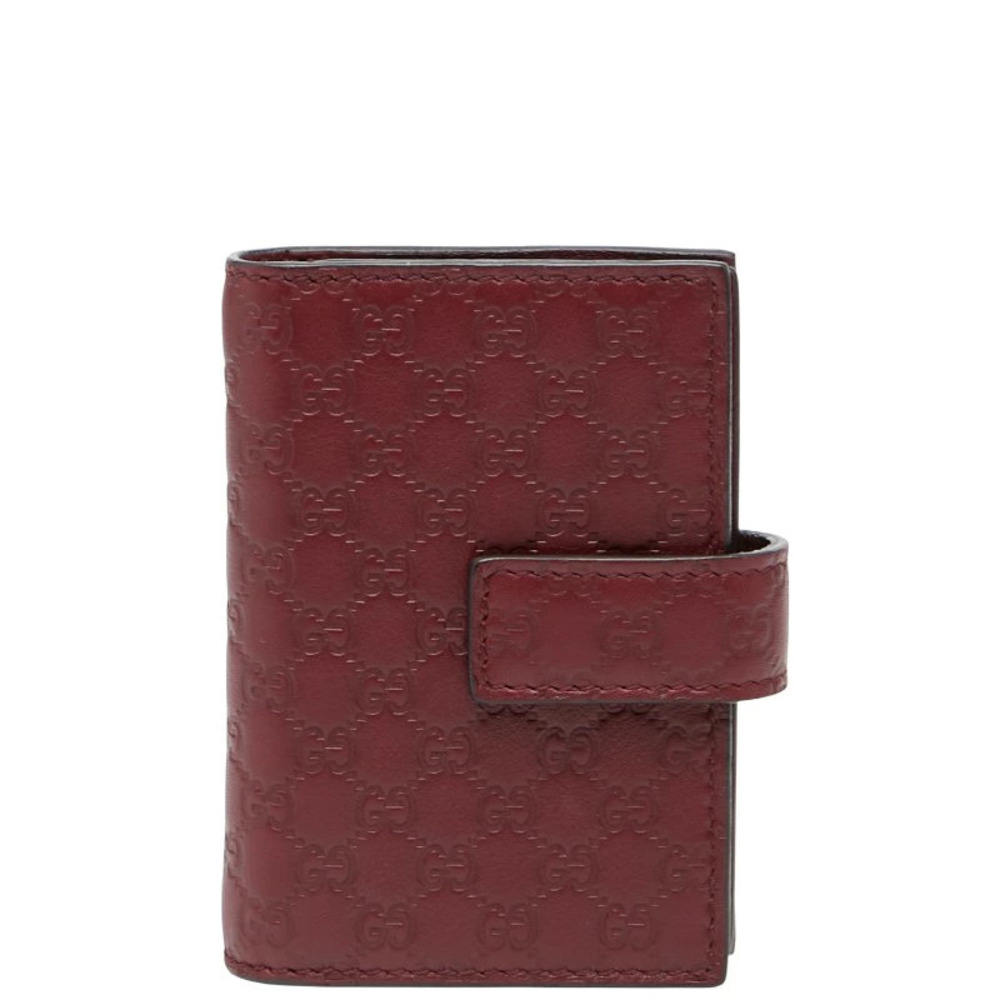 Gucci Microguccissima Card Case Wallet Wine Red Bordeaux Purple Brown Leather